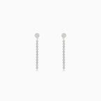 Silver hanging stud earrings with cubic zirconia