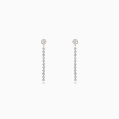 Silver hanging stud earrings with cubic zirconia