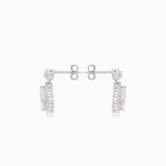 Silberne Tropfen-Hänge-Ohrstecker