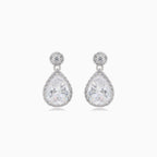 Silberne Tropfen-Hänge-Ohrstecker