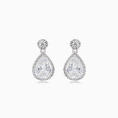 Silberne Tropfen-Hänge-Ohrstecker