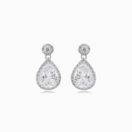 Silver drop dangle stud earrings