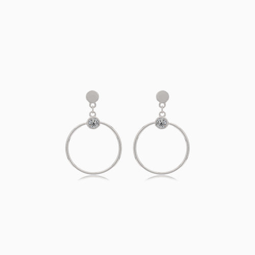 Silver stud earrings dangling circles