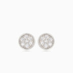 Pendientes de botón redondos de plata con circonita cúbica