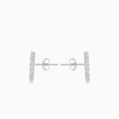 Boucles d’oreilles puces linéaires en argent avec zircons cubiquesSilver linear stud earrings with cubic zirconia