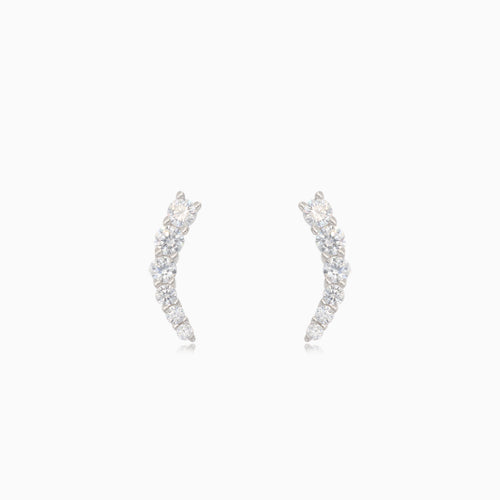 Boucles d’oreilles puces linéaires en argent avec zircons cubiquesSilver linear stud earrings with cubic zirconia