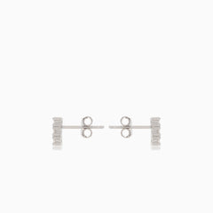Silver cubic zirconia rectangle stud earrings