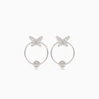 Boucles d'oreilles en argent avec anneau en forme de papillon