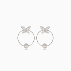 Boucles d'oreilles en argent avec anneau en forme de papillon