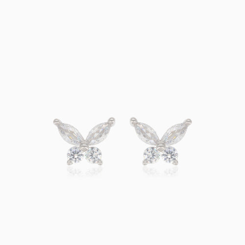 Boucles d'oreilles en argent papillon avec zirconiums