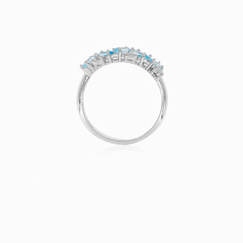 Bague femme en argent avec quartz bleu et zirconia cubique