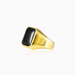 Rectangle gold onyx ring