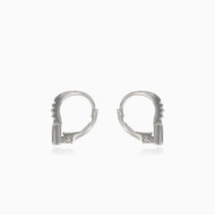 Stříbrné náušnice se syntetickým smaragdem ve tvaru čtverce se zirkony