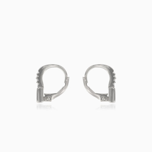 Pendientes de plata con esmeralda sintética cuadrada