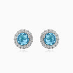 Silberne Ohrstecker mit rundem Topas