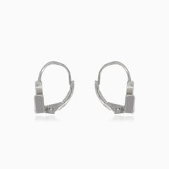 Pendientes de plata con topacio cuadrado y corazón de circonita cúbica