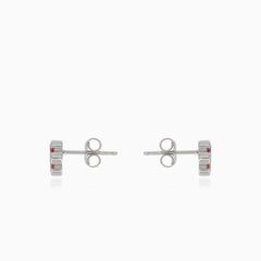 Stříbrné náušnice s pestrobarevným květem