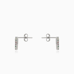 Silver earrings multicolor circle