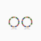 Silver earrings multicolor circle