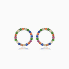 Silver earrings multicolor circle