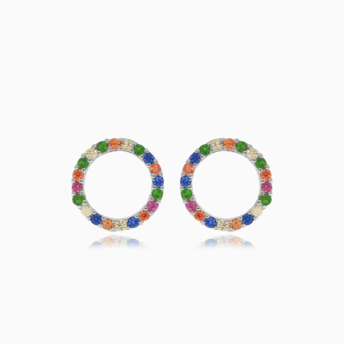 Silver earrings multicolor circle