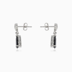 Stříbrné visací náušnice s onyxem