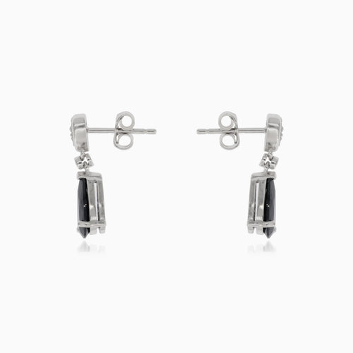 Stříbrné visací náušnice s onyxem