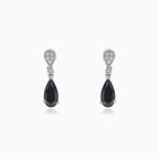 Stříbrné visací náušnice s onyxem