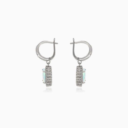 Pendientes colgantes de plata con ópalo blanco