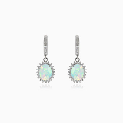 Pendientes colgantes de plata con ópalo blanco