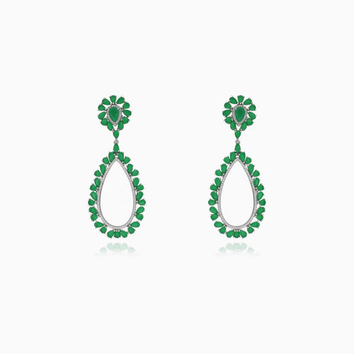 Hängende Silber-Ohrringe mit synthetischem Smaragd