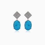 Stříbrné turmalínové náušnice s kubickým zirkonem ve tvaru kosočtverce