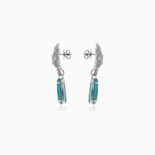 Boucles d'oreilles en argent avec tourmaline synthétique et accent en zircon cubique