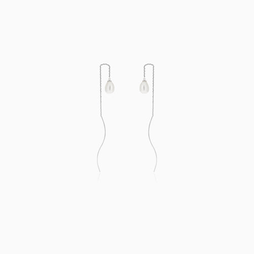 Threader-Silberohrringe mit Perle