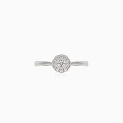 Bague de fiançailles moderne pour femme avec diamants ronds