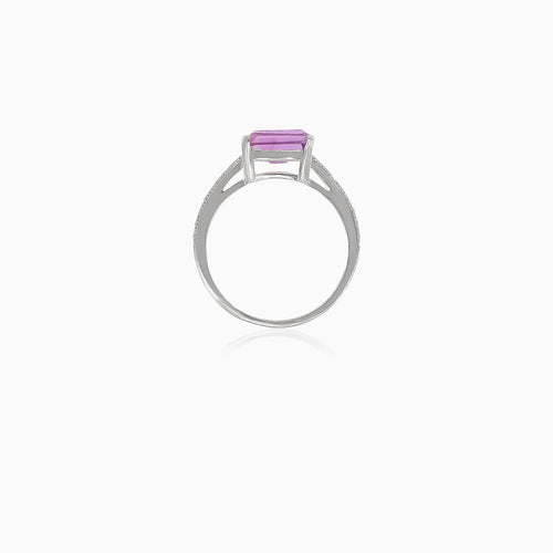 Amethyst silver statement ring