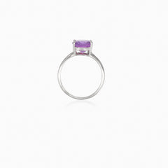 Amethyst oval silver ring