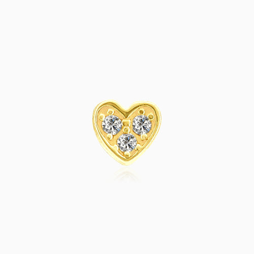 Elegant gold heart piercing with zirconia