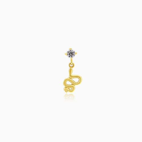 Piercing chic en or jaune avec zircon cubique et pendentif serpent pendant