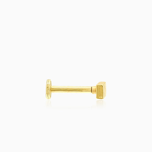 Piercing de oro amarillo con diseño cuadrado