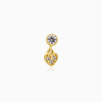 Chic cubic zirconia gold piercing with dangling heart
