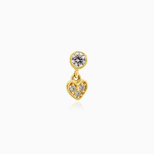 Chic cubic zirconia gold piercing with dangling heart