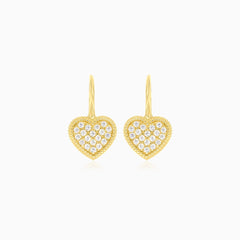 Náušnice s kubickými zirkony ve tvaru srdce