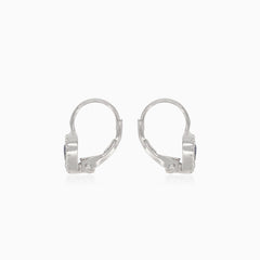 Boucles d’oreilles pendantes cœur en argent avec saphir synthétique
