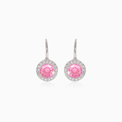 Boucles d'oreilles en argent avec quartz rose rond