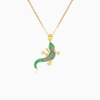 Colgante de lagarto de oro con piedras sintéticas