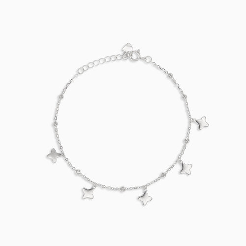 Stříbrný náramek na kotník s hvězdičkamki