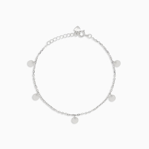 Bracelet de cheville en argent avec pendentifs en forme de pièce