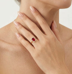 Royal ruby ring in emerald cut shape