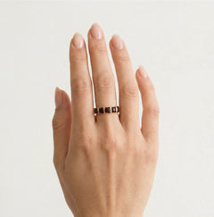 Square princess cut garnet gold ring